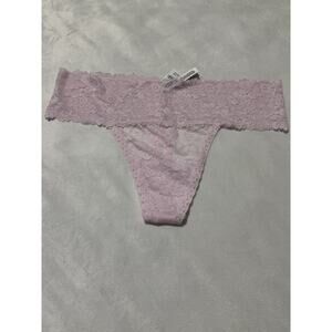 NWT Victoria's Secret PINK Allover Lace Scrunch Back Thong Panty Light Pink 2XL